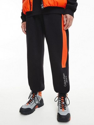 Black Calvin Klein Relaxed Colour Block Men Joggers | PYML-32017