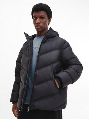Black Calvin Klein Relaxed Down Stitchless Men Jacket | KCSE-42695