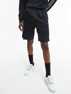 Black Calvin Klein Relaxed Fleece Gym Men Shorts | QKXN-58726