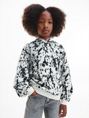Black Calvin Klein Relaxed Logo Girls's Hoodie | CMNV-35048