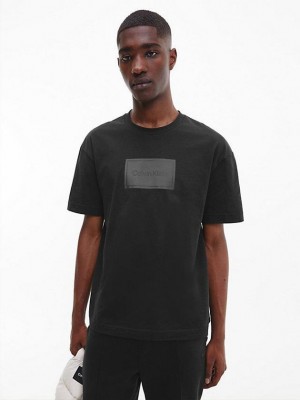 Black Calvin Klein Relaxed Logo Men T-Shirt | JLYO-47031