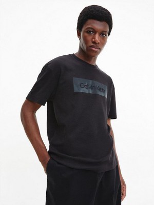 Black Calvin Klein Relaxed Logo Men T-Shirt | HFRG-94372