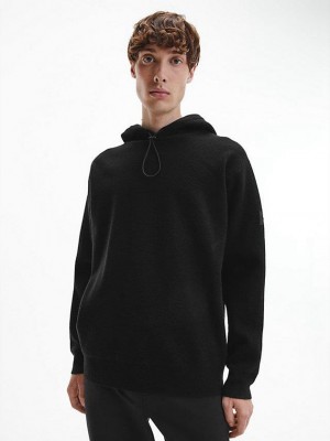 Black Calvin Klein Relaxed Men Hoodie | CDMF-25708