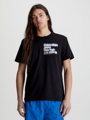 Black Calvin Klein Relaxed Organic Cotton Men T-Shirt | PKBN-72984