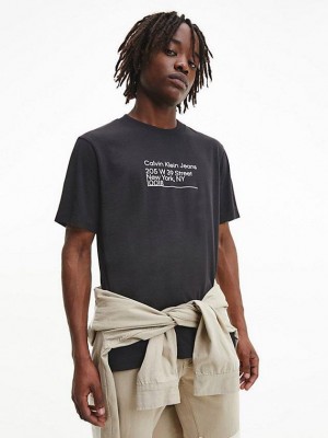 Black Calvin Klein Relaxed Organic Cotton Men T-Shirt | MTIQ-64938