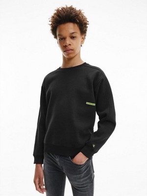 Black Calvin Klein Relaxed Organic Cotton Boys's Sweatshirt | DKTF-89417