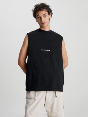 Black Calvin Klein Relaxed Tank Men Top | WYML-64103