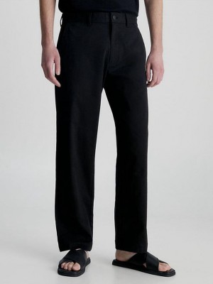 Black Calvin Klein Relaxed Twill Men Pants | TFIC-58406