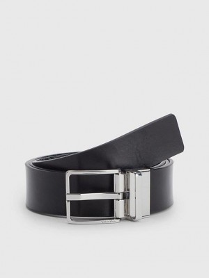 Black Calvin Klein Reversible Recycled Logo Men Belt | NIPH-08563