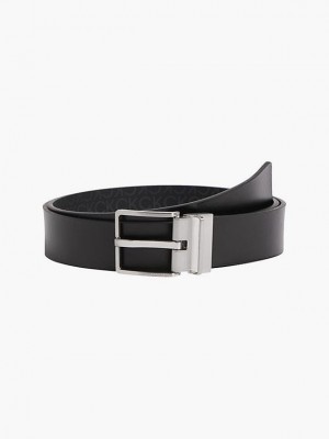 Black Calvin Klein Reversible Recycled Logo Men Belt | CZQV-37095