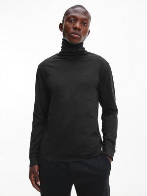 Black Calvin Klein Roll Neck Men Top | ZKXC-35628