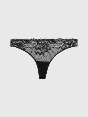 Black Calvin Klein Seductive Comfort Women Thong | DNTF-63475