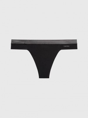 Black Calvin Klein Seductive Comfort Women Thong | JAYT-59034