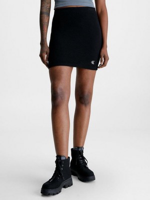 Black Calvin Klein Seersucker Stretch Mini Women Skirt | QMDX-23860