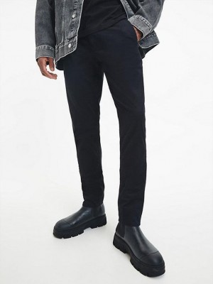 Black Calvin Klein Skinny Organic Cotton Chinos Men Pants | MOUP-41952