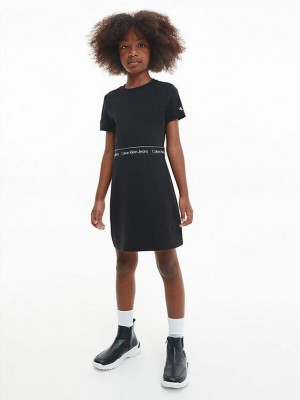 Black Calvin Klein Slim Flared Milano Girls's Dress | ZVPI-52731