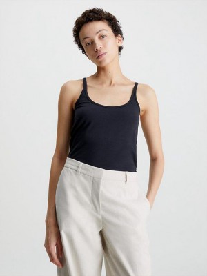 Black Calvin Klein Slim Jersey Cami Women Top | ZSKQ-82561