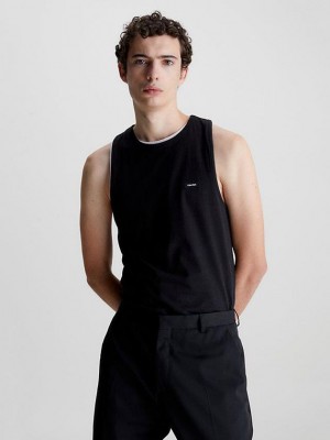 Black Calvin Klein Slim Racer Back Tank Men Top | WTGC-17249
