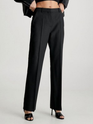 Black Calvin Klein Slim Straight Women Pants | RHCO-81956