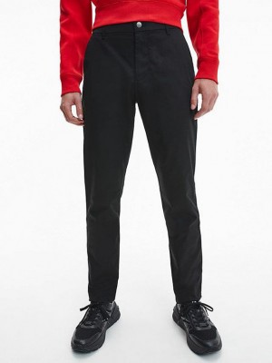 Black Calvin Klein Slim Stretch Twill Chinos Men Pants | XJRN-21495