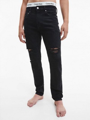 Black Calvin Klein Slim Tapered Men Jeans | FOJM-45168