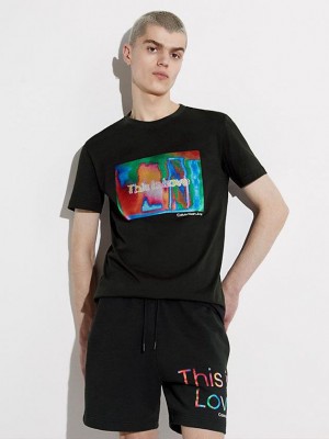 Black Calvin Klein Slim - Pride Men T-Shirt | AMBI-98205