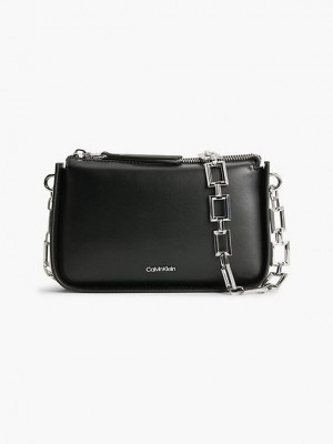 Black Calvin Klein Small Recycled Crossbody With Chain Women Bags | EZPF-13596