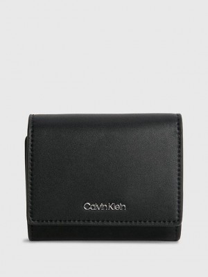 Black Calvin Klein Small Recycled Trifold Women Wallet | AFVL-20731