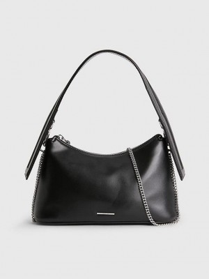 Black Calvin Klein Small Vegan Leather Shoulder Women Bags | YCBP-19875