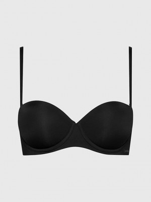 Black Calvin Klein Strapless Women Bra | ZFKX-52084