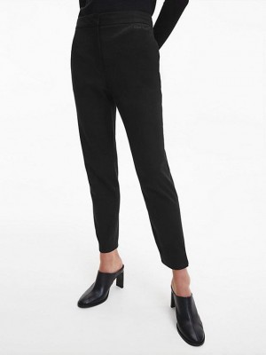 Black Calvin Klein Stretch Gabardine Cigarette Women Pants | PAVZ-73645