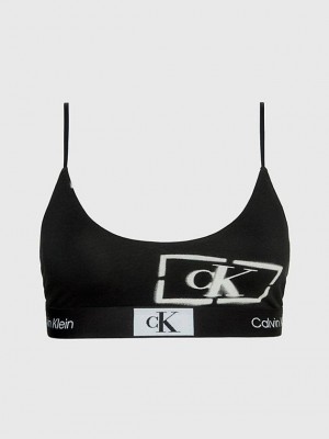 Black Calvin Klein String - Ck96 Women Bra | STZG-41690