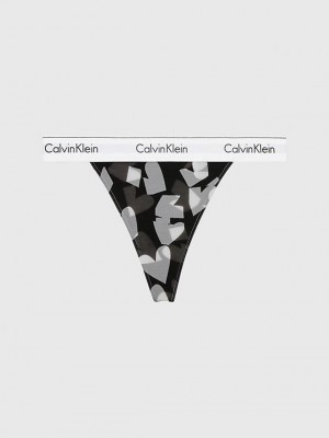 Black Calvin Klein String - Modern V-Day Women Thong | PDYL-07369
