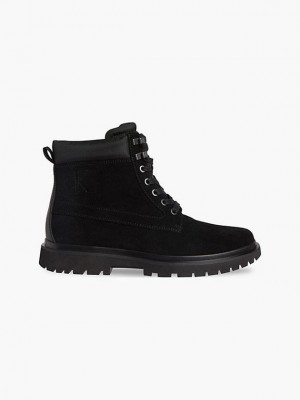 Black Calvin Klein Suede Men Boots | LAJC-49860