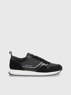 Black Calvin Klein Suede Men Sneakers | HINW-25613