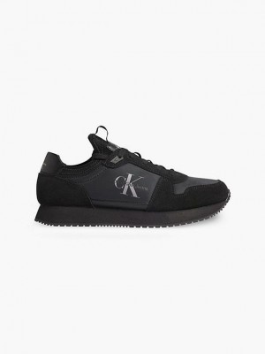 Black Calvin Klein Suede Men Sneakers | JHTZ-52301