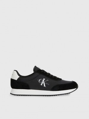 Black Calvin Klein Suede Men Sneakers | KPEL-63421