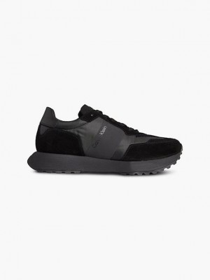 Black Calvin Klein Suede Men Sneakers | NXOD-49506