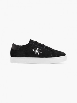 Black Calvin Klein Suede Men Sneakers | OTKU-06358