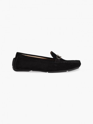 Black Calvin Klein Suede Moccasins Women Slip On | CNJV-65091