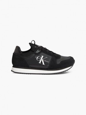 Black Calvin Klein Suede Women Sneakers | VLFM-29635