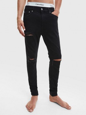 Black Calvin Klein Super Skinny Men Jeans | KTDJ-74692