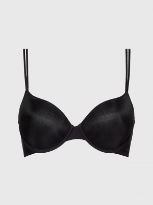 Black Calvin Klein T-Shirt - Sheer Marquisette Women Bra | FEKD-36794