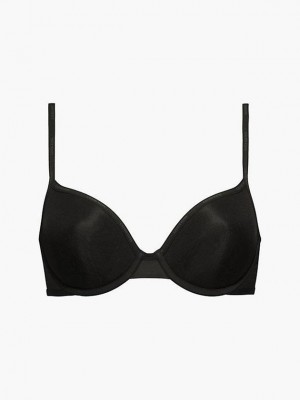 Black Calvin Klein T-Shirt - Sheer Marquisette Women Bra | ROLX-65129