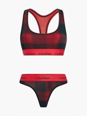 Black Calvin Klein Thong Set - Modern Cotton Women Bra | JQLI-37461