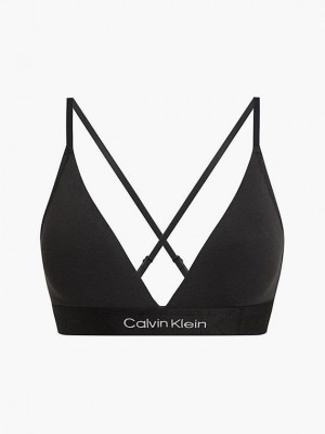 Black Calvin Klein Triangle - Embossed Icon Women Bra | YTWJ-41025