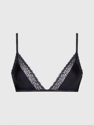 Black Calvin Klein Triangle - Flirty Women Bra | FAIE-94735
