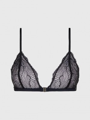 Black Calvin Klein Triangle - Geo Lace Women Bra | HLJP-69705