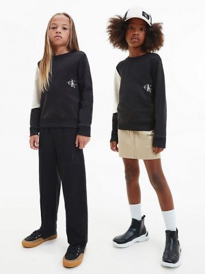 Black Calvin Klein Unisex Colourblock Girls's Sweatshirt | CIRP-73409