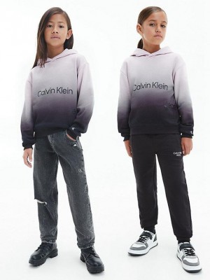 Black Calvin Klein Unisex Gradient Effect Girls's Hoodie | DKBW-98250